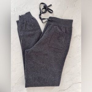 ALLUDE Luxury Wool & Cashmere Grey Knit Joggers/Pants, Small-Medium